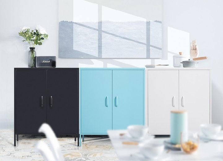 colorful metal storage cabinets